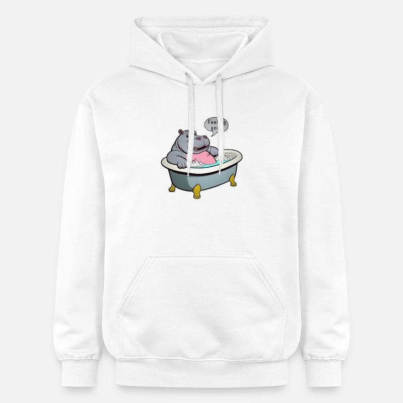 Hippopotame dans le bain - Sweat à capuche Softstyle® Gildan Unisexe - blanc