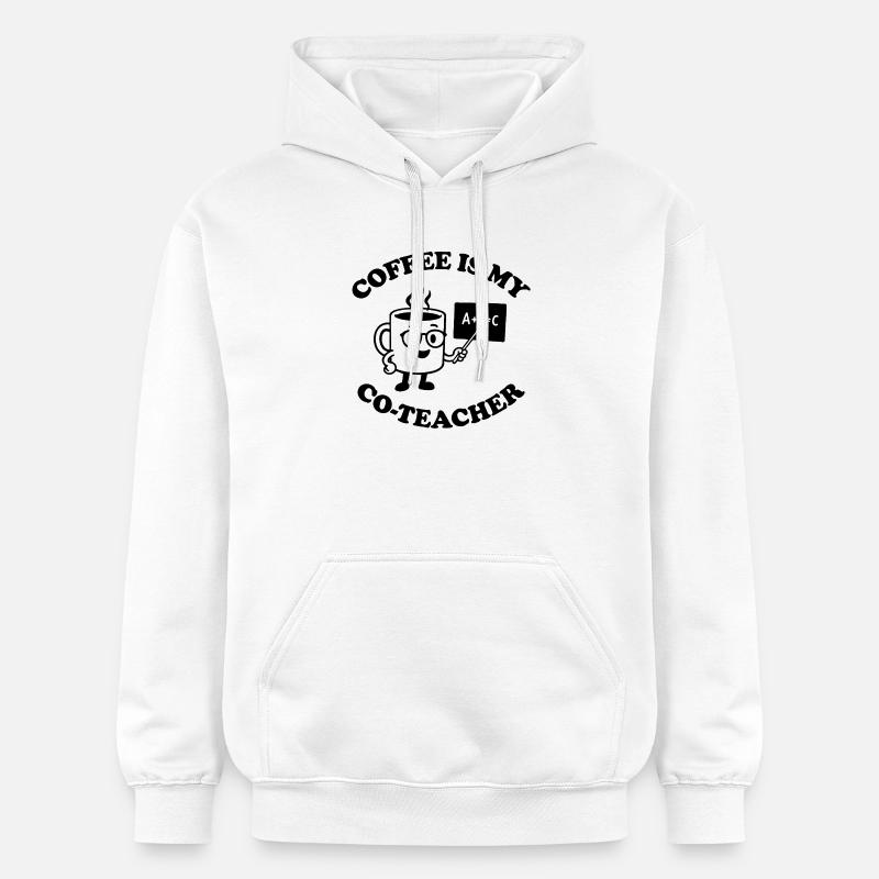 Le café est mon co-enseignant - Sweat à capuche Softstyle® Gildan Unisexe - blanc