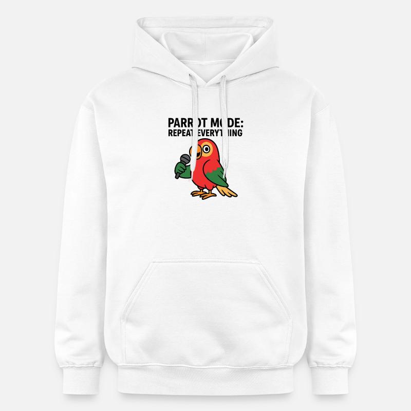 perroquet vibrant avec illustration de microphone - Sweat à capuche Softstyle® Gildan Unisexe - blanc