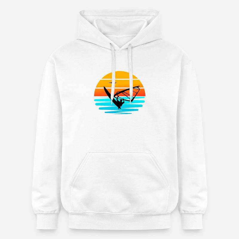 Windsurf au Coucher de Soleil - Sweat à capuche Softstyle® Gildan Unisexe - blanc