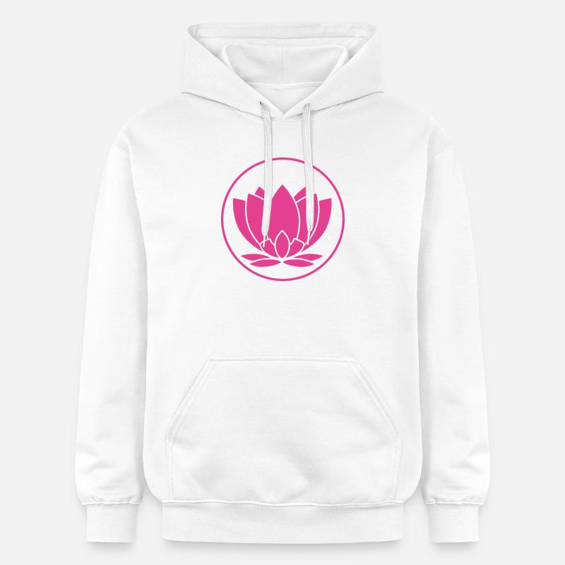 Fleur de lotus design rose - Sweat à capuche Softstyle® Gildan Unisexe - blanc