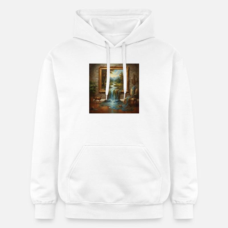 Paradis naturel avec eau courante - Sweat à capuche Softstyle® Gildan Unisexe - blanc