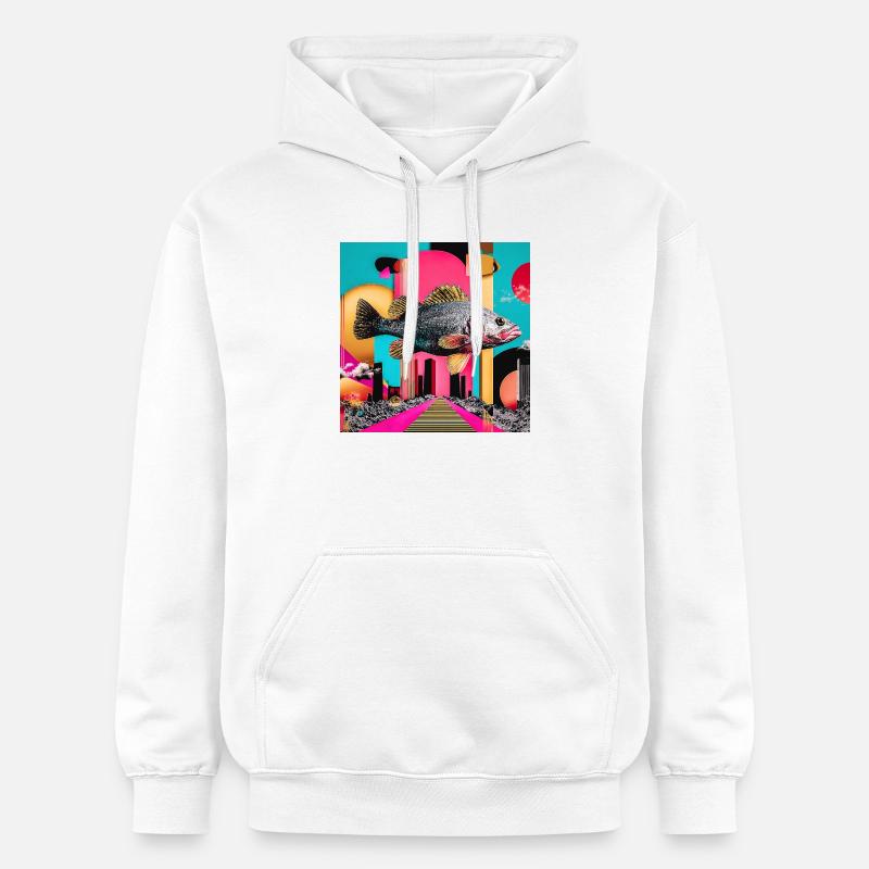 Poisson flottant, collage créatif - Sweat à capuche Softstyle® Gildan Unisexe - blanc