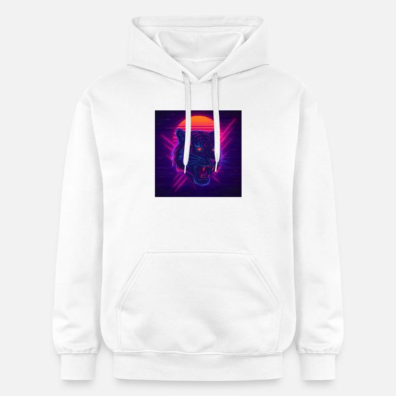 Néon Sunset Cat - Sweat à capuche Softstyle® Gildan Unisexe - blanc