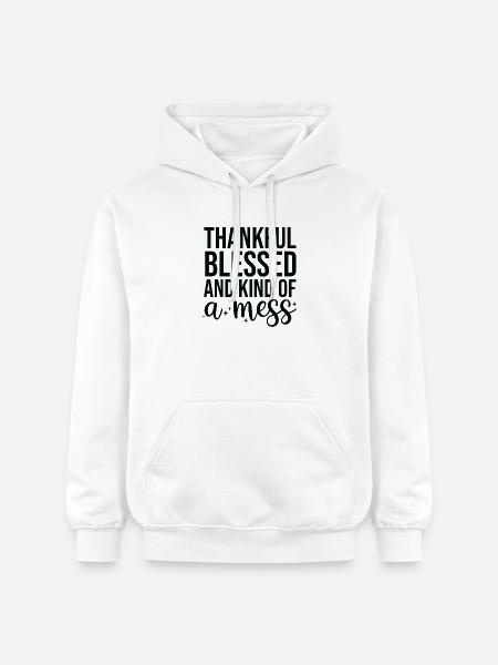 Takknemlighetsord på svart bakgrunn - Gildan Unisex Softstyle® Midweight Hoodie - hvit