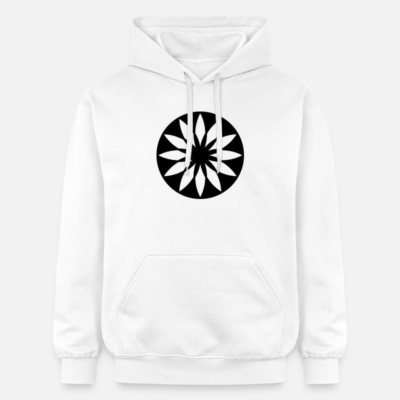 Floraison stellaire – Crop Circle Mandala - Sweat à capuche Softstyle® Gildan Unisexe - blanc