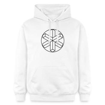 Geometrischer Schneeflocken-Kornkreis - Gildan Unisex Softstyle® Midweight Hoodie - Weiß - Vorne - Liana (172cm) & Jaron (178cm)