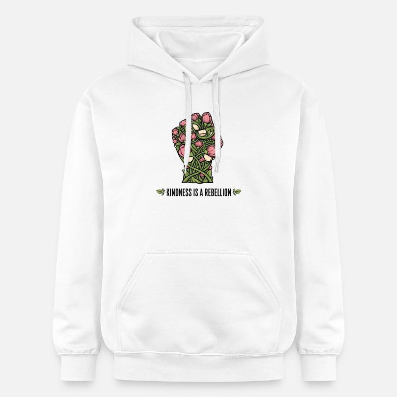 Freundlichkeit ist ein Rebellion Blumenfaust-Design - Gildan Unisex Softstyle® Midweight Hoodie - Weiß