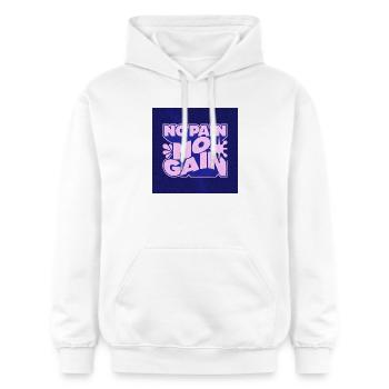 Pas de douleur, pas de gain Conception motivante - Sweat à capuche Softstyle® Gildan Unisexe - blanc - Devant - Liana (172cm) & Jaron (178cm)