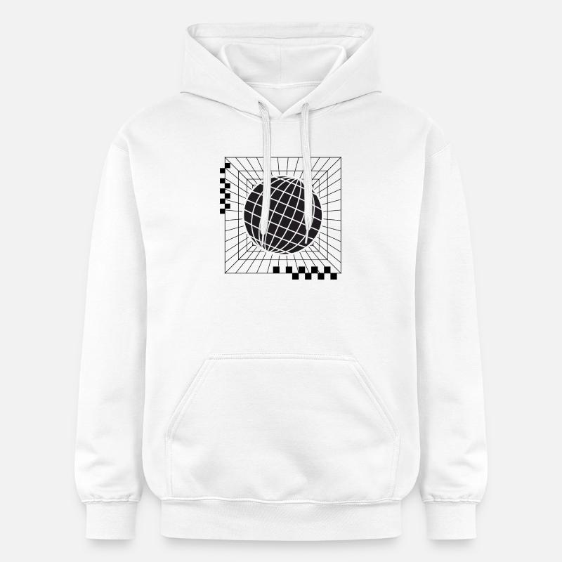 Conception géométrique de la sphère globale - Sweat à capuche Softstyle® Gildan Unisexe - blanc