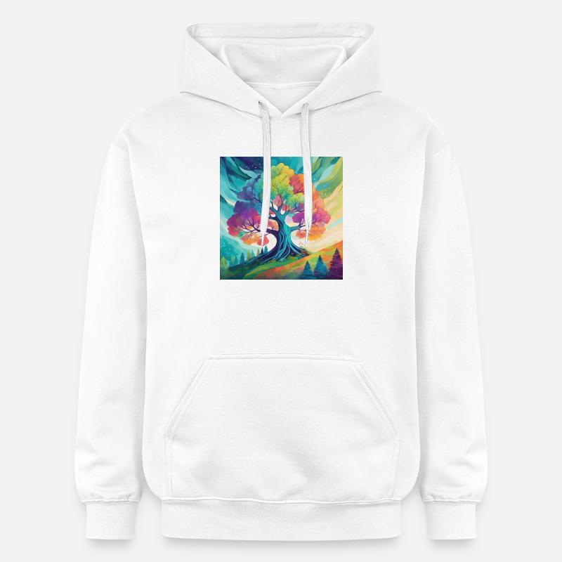 Arbre arc-en-ciel de la créativité - Sweat à capuche Softstyle® Gildan Unisexe - blanc