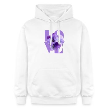 Pensée violette Art floral - Sweat à capuche Softstyle® Gildan Unisexe - blanc - Devant - Liana (172cm) & Jaron (178cm)