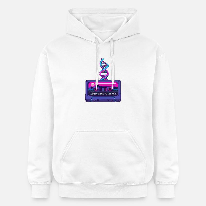 Neon Rétro Cassette DNA Art - Sweat à capuche Softstyle® Gildan Unisexe - blanc
