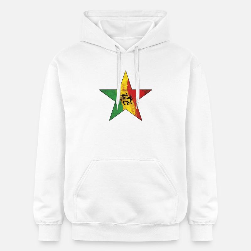 Lion Reggae avec peinture Rasta - Sweat à capuche Softstyle® Gildan Unisexe - blanc