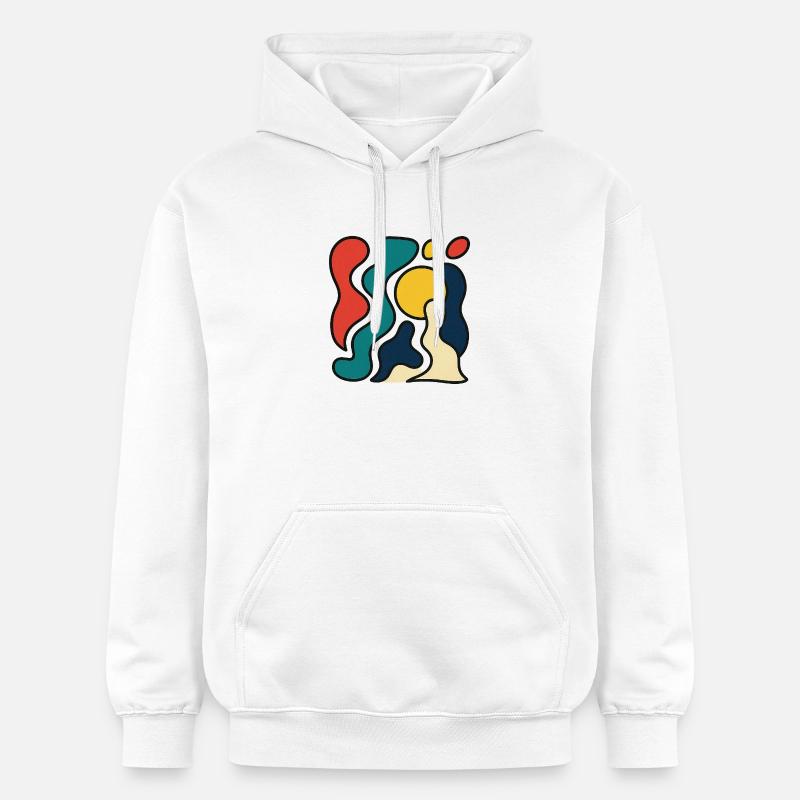 Design abstrait avec soleil jaune - Sweat à capuche Softstyle® Gildan Unisexe - blanc