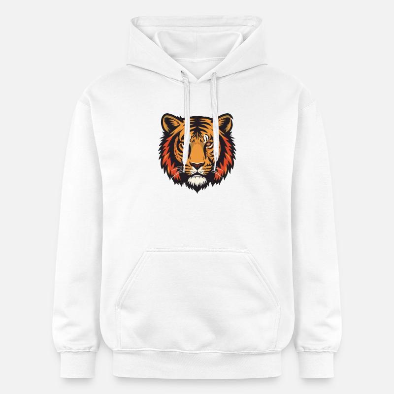 Impression expressive de tête de tigre - Sweat à capuche Softstyle® Gildan Unisexe - blanc