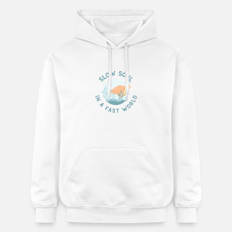 L’âme lente dans un monde rapide - Sweat à capuche Softstyle® Gildan Unisexe - blanc
