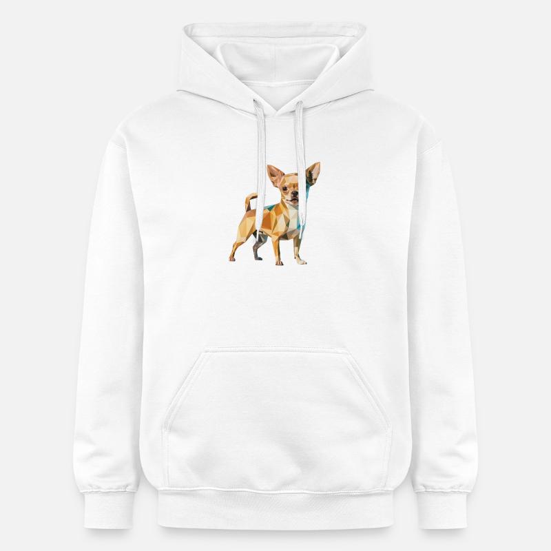 Chihuahua - Cool Low Poly  Logo - Sweat à capuche Softstyle® Gildan Unisexe - blanc