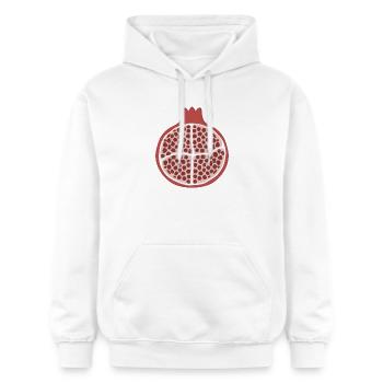 Granatapfel-Scheibe - Gildan Unisex Softstyle® Midweight Hoodie - Weiß - Vorne - Liana (172cm) & Jaron (178cm)