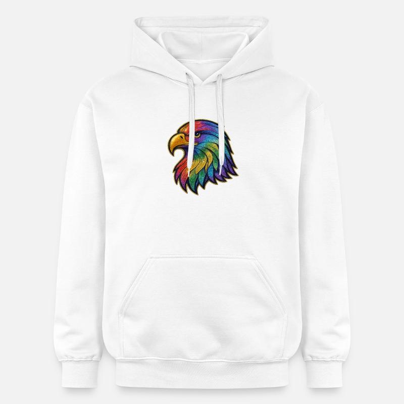 Rainbow Eagle Head Patch - Gildan Unisex Softstyle® Midweight Hoodie - white