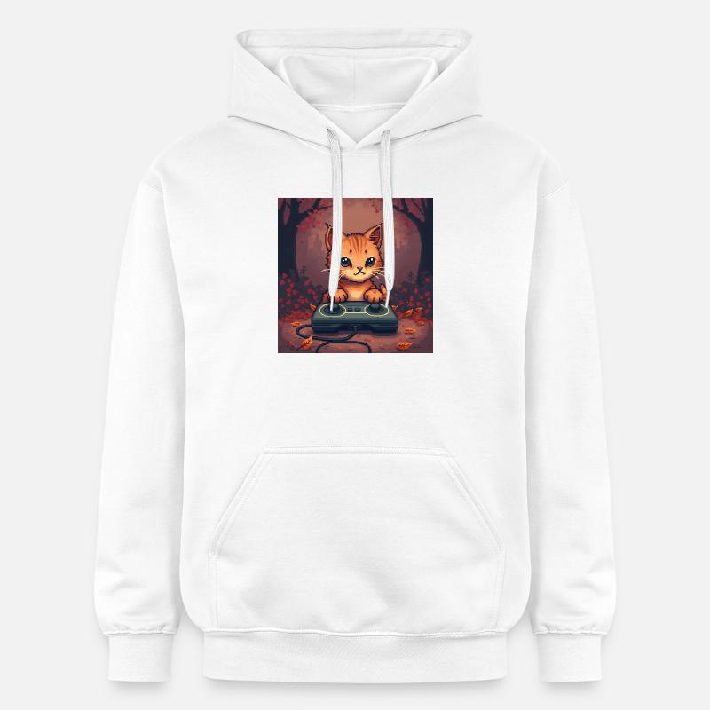 Manette Cozy Pixel Cat - Sweat à capuche Softstyle® Gildan Unisexe - blanc