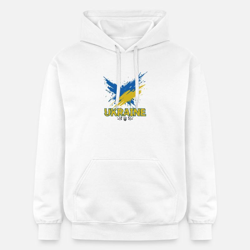 Drapeau de l’Ukraine Splash Art - Sweat à capuche Softstyle® Gildan Unisexe - blanc