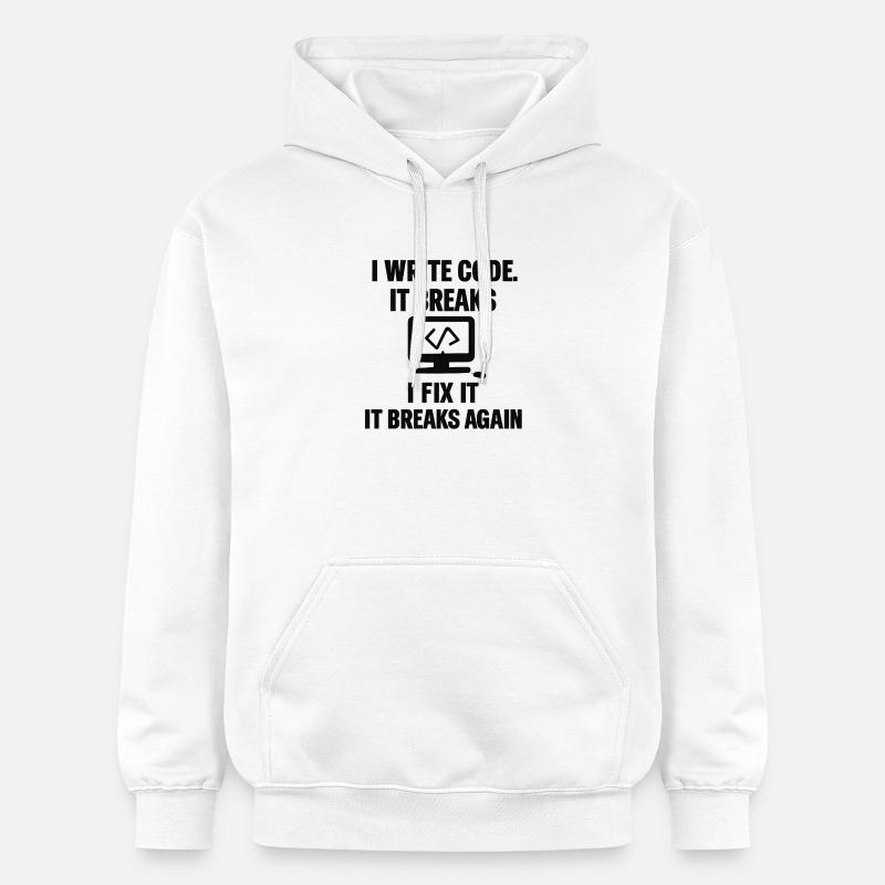 I Write Code – Funny Programmer T-Shirt - Gildan Unisex Softstyle® Midweight Hoodie - white