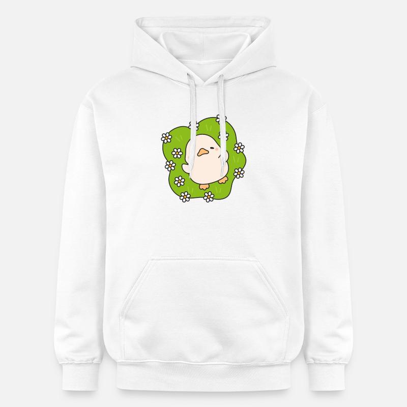 Poussin fleuri sur vert pastel - Sweat à capuche Softstyle® Gildan Unisexe - blanc