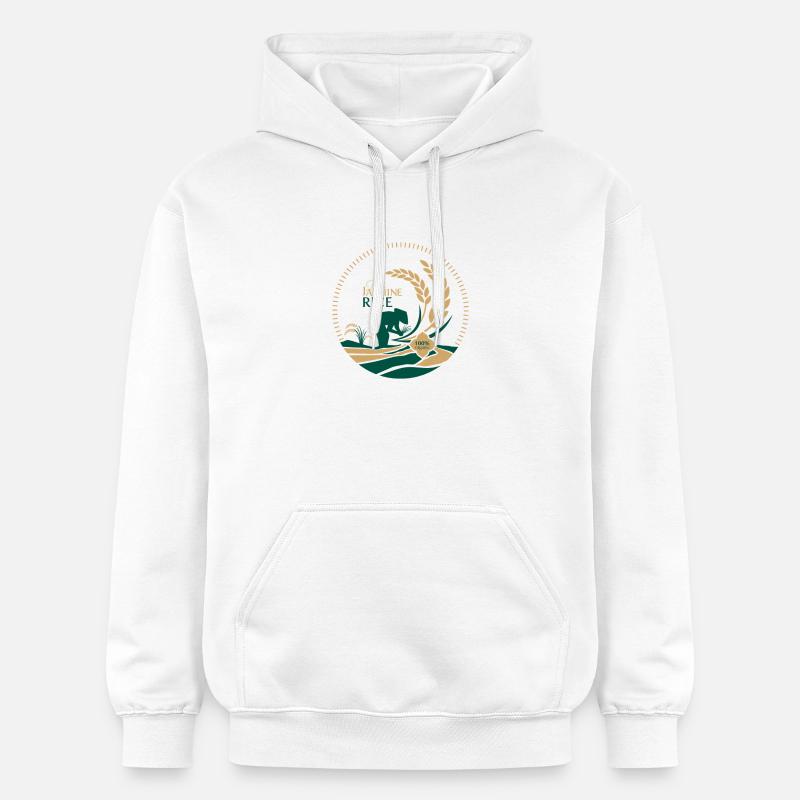 Logo du riz au jasmin thaïlandais Bio - Sweat à capuche Softstyle® Gildan Unisexe - blanc