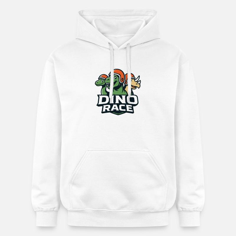 Logo Course de Dinosaure DinoRace - Sweat à capuche Softstyle® Gildan Unisexe - blanc