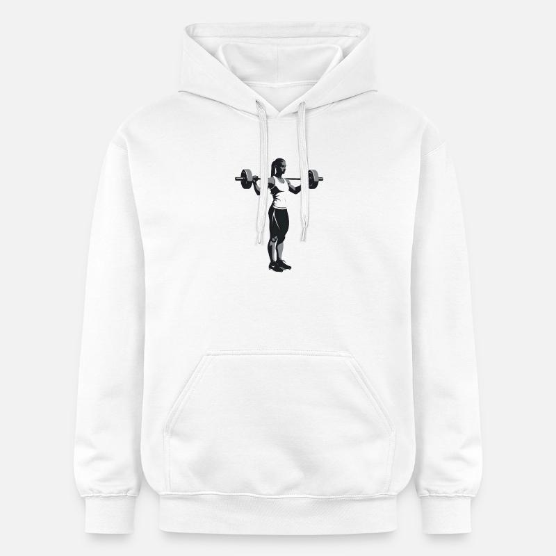 Bodybuilder féminin - Logo Cool Silhouette - Sweat à capuche Softstyle® Gildan Unisexe - blanc