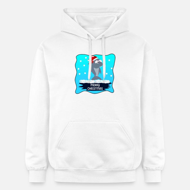 JOYEUX NOËL VOEUX REQUIN - Sweat à capuche Softstyle® Gildan Unisexe - blanc
