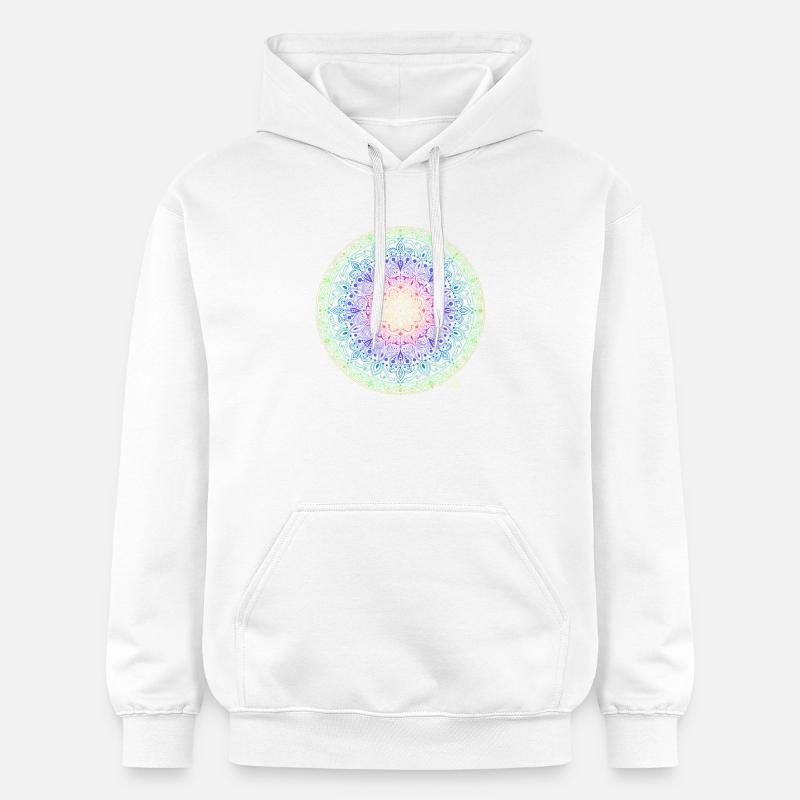 Fusion de mandala arc-en-ciel - Sweat à capuche Softstyle® Gildan Unisexe - blanc