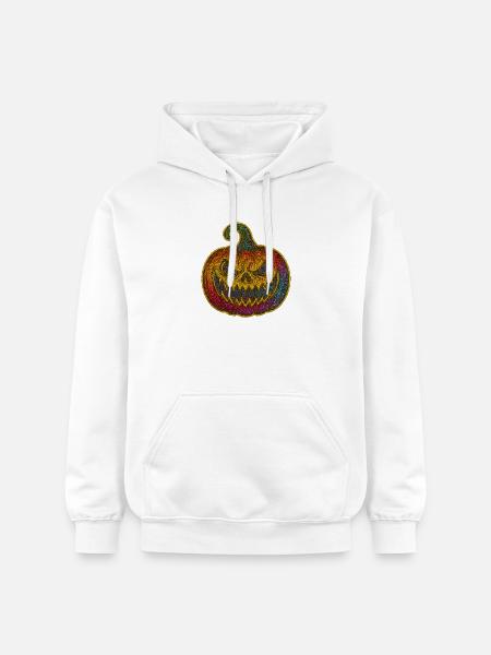 Bunter Glitzer Pumpkin Gruselgesicht - Gildan Unisex Softstyle® Midweight Hoodie - Weiß