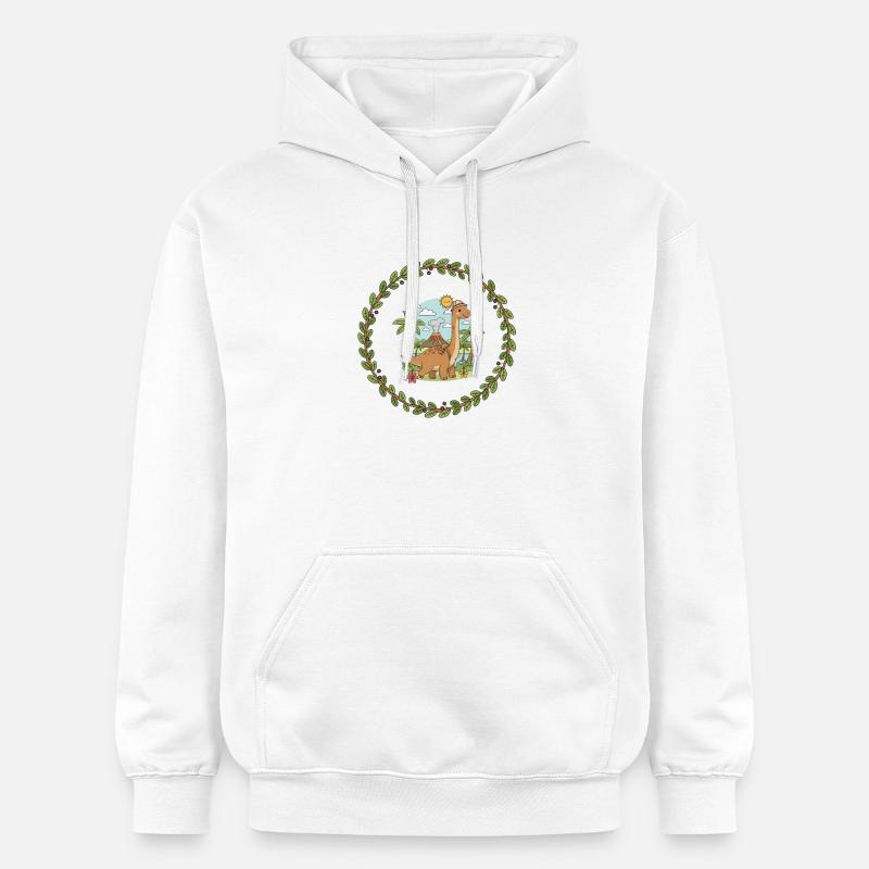 Dino dans l’anneau tropical - Sweat à capuche Softstyle® Gildan Unisexe - blanc