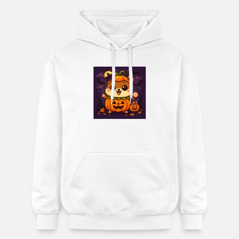 Câlin d’Halloween citrouille hamster chibi - Sweat à capuche Softstyle® Gildan Unisexe - blanc