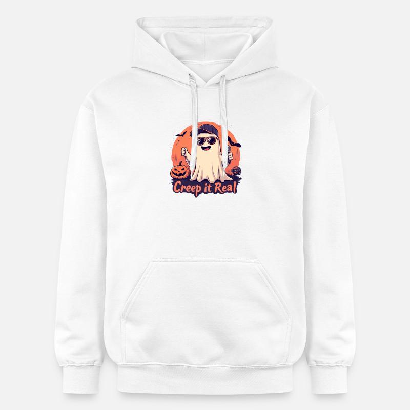 Creep It Real Ghost mit Mikrofon - Gildan Unisex Softstyle® Midweight Hoodie - Weiß