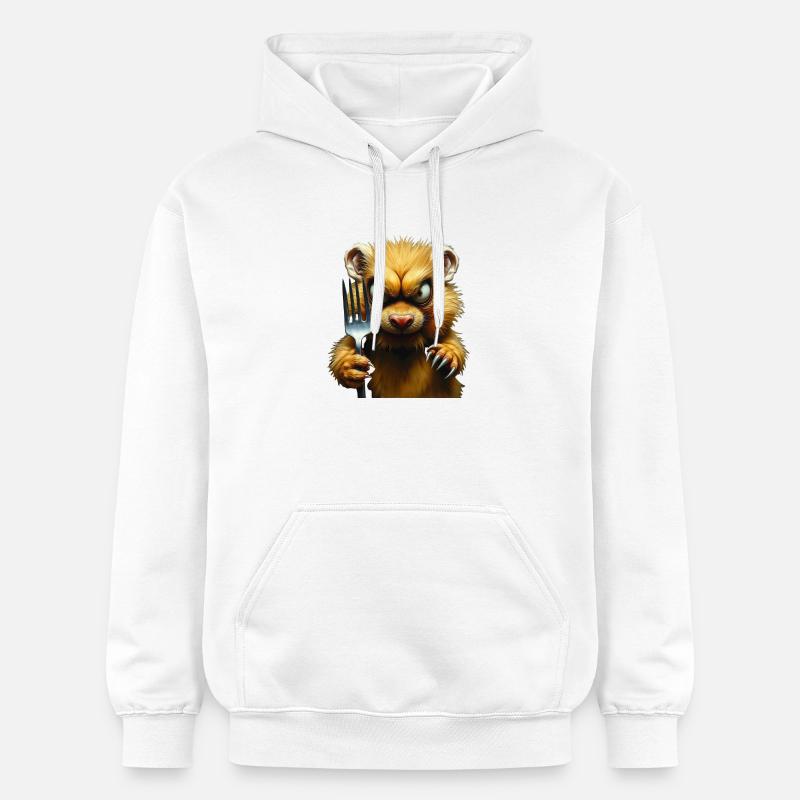 Hamster d’horreur avec fourchette - Sweat à capuche Softstyle® Gildan Unisexe - blanc