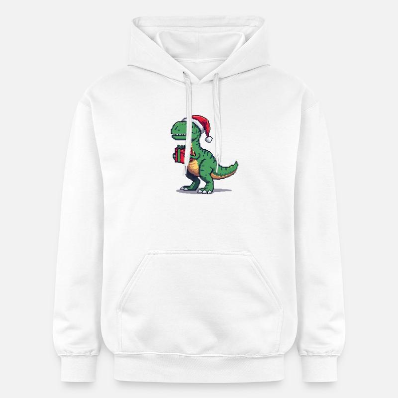 Vélociraptor 8 bits Pixel Noël - Sweat à capuche Softstyle® Gildan Unisexe - blanc