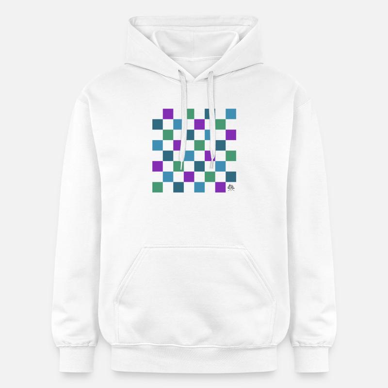 Échiquier - Design réalisé par Belly Buitton - Sweat à capuche Softstyle® Gildan Unisexe - blanc