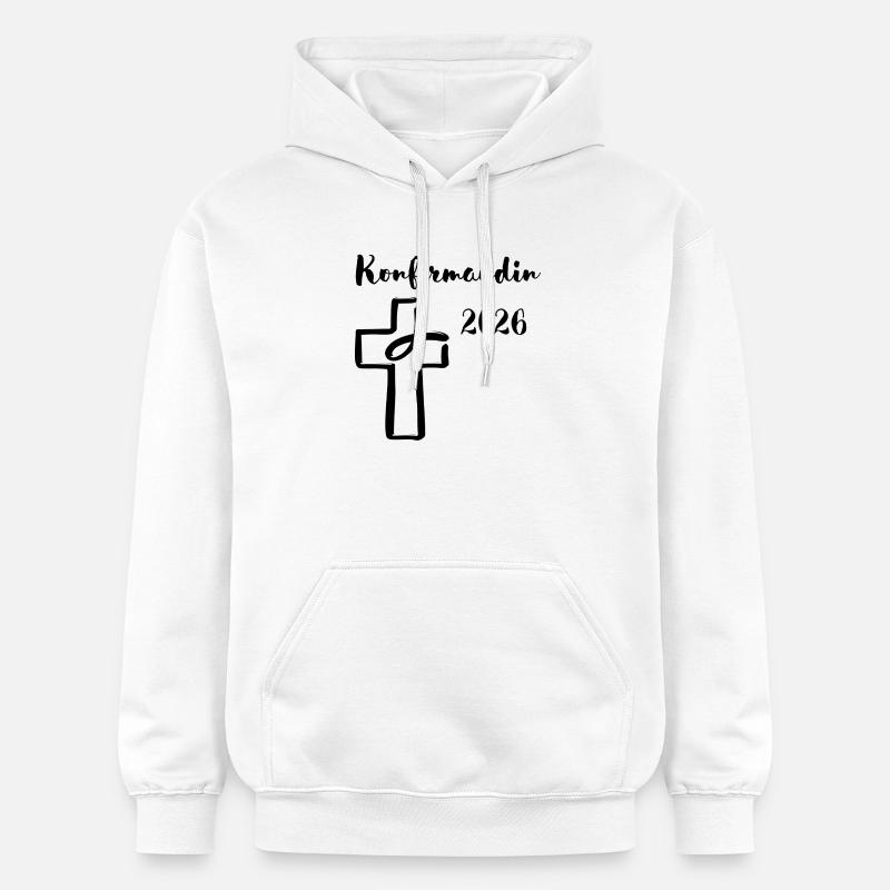 Confirmation 2026 Confirmation Croix et Poisson - Sweat à capuche Softstyle® Gildan Unisexe - blanc