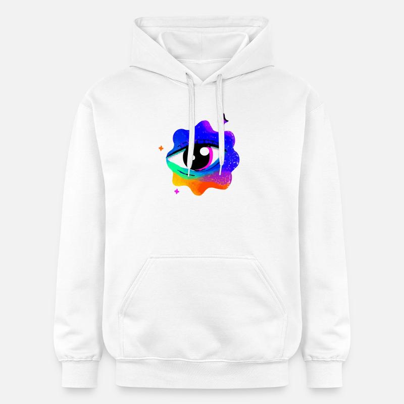 Nébuleuse de l’œil arc-en-ciel vif - Sweat à capuche Softstyle® Gildan Unisexe - blanc