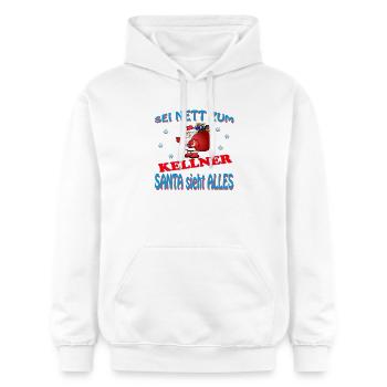 PÈRE NOËL SERVEUR - Sweat à capuche Softstyle® Gildan Unisexe - blanc - Devant - Liana (172cm) & Jaron (178cm)