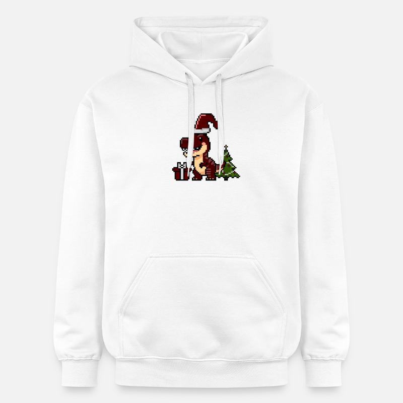 Pixel Dino Dino de Noël - Sweat à capuche Softstyle® Gildan Unisexe - blanc