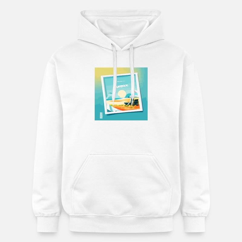 L’été à la plage - Sweat à capuche Softstyle® Gildan Unisexe - blanc