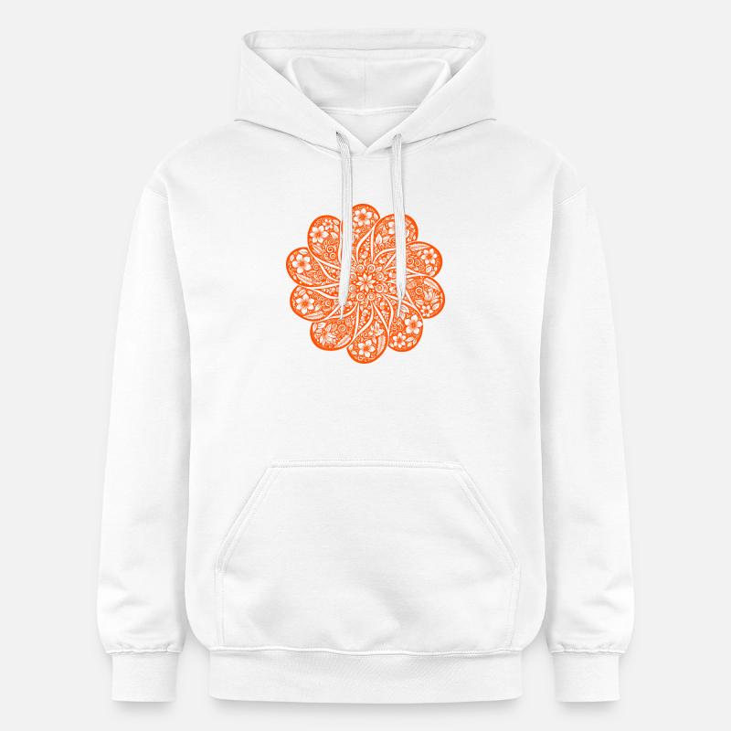Sweat à capuche floral Batik Mandala dans le style rétro boho - Sweat à capuche Softstyle® Gildan Unisexe - blanc