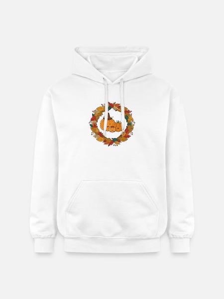 Autumn Pumpkin Family Wreath - Gildan Unisex Softstyle® Midweight Hoodie - white