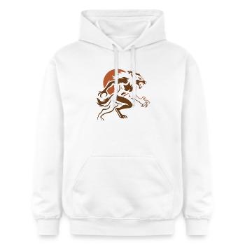 Brauner Wolf im Sturm - Gildan Unisex Softstyle® Midweight Hoodie - Weiß - Vorne - Liana (172cm) & Jaron (178cm)