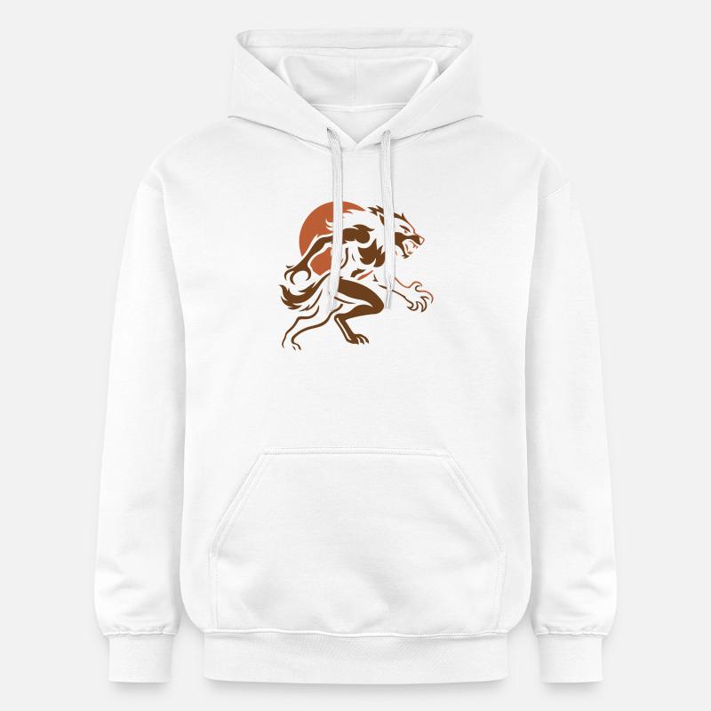 Loup brun dans la tempête - Sweat à capuche Softstyle® Gildan Unisexe - blanc
