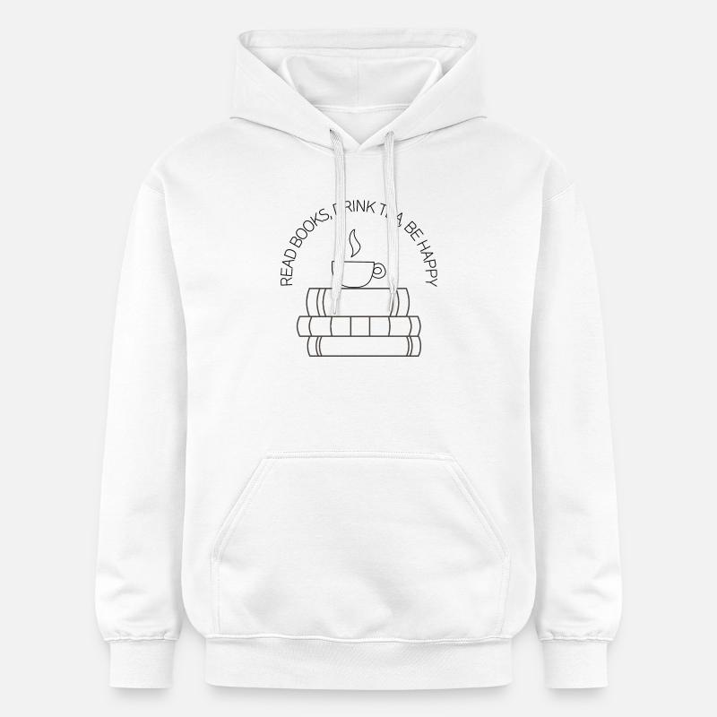 Lecture, thé et bonheur – Design - Sweat à capuche Softstyle® Gildan Unisexe - blanc
